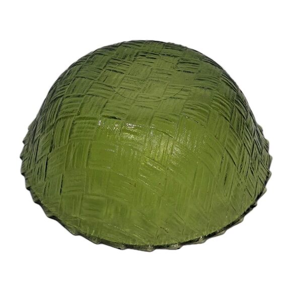 Vtg 50's Indiana Pressed Glass Green Basket Weave Salad Snack Serving Bowl 9" - Picture 4 of 6